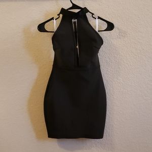 Black bandage high neck dress